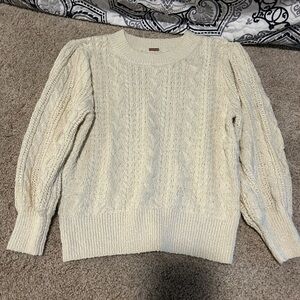 Free People Cable Knit Cream colored sweater